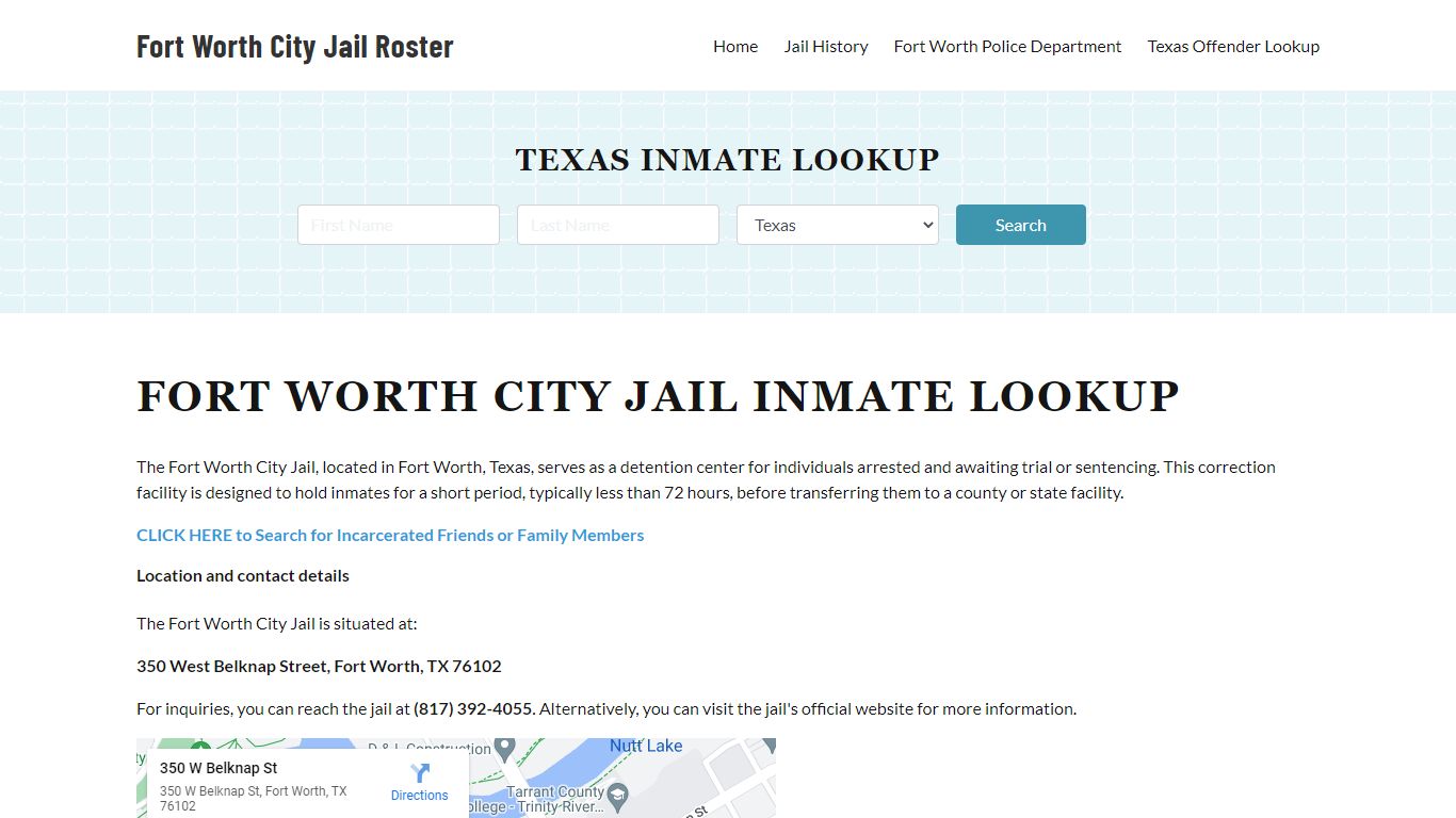 Fort Worth City Jail, TX Inmate Search, Jail Roster, Bookings
